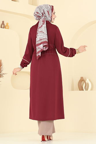 moda selvim طقم خمري وبيج 421DVL817 - Thumbnail