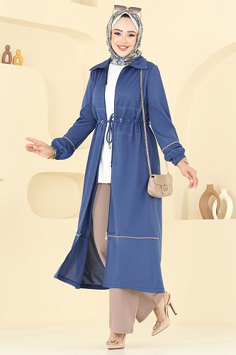 moda selvim طقم أزرق وبيج 421DVL817 - Thumbnail