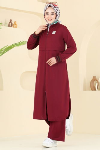 moda selvim طقم خمري 424DVL817 - Thumbnail