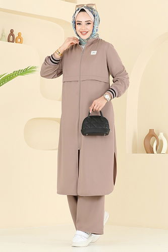 moda selvim طقم بيج غامق 424DVL817 - Thumbnail