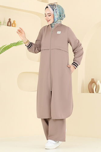 moda selvim طقم بيج غامق 424DVL817 - Thumbnail