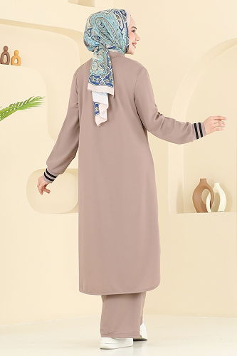 moda selvim طقم بيج غامق 424DVL817 - Thumbnail