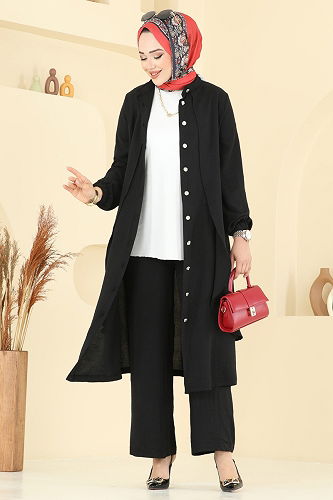 moda selvim طقم أسود 425DVL817 - Thumbnail