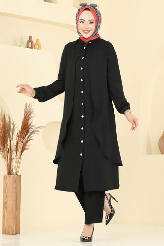 moda selvim طقم أسود 425DVL817 - Thumbnail