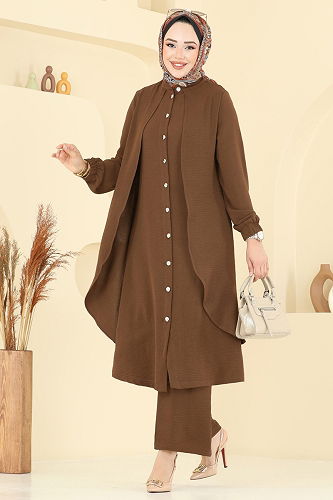 moda selvim طقم بني 425DVL817 - Thumbnail