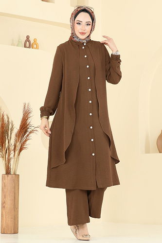 moda selvim طقم بني 425DVL817 - Thumbnail