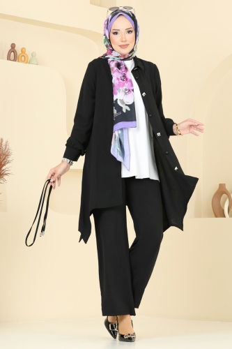 moda selvim طقم أسود 426DVL817 - Thumbnail