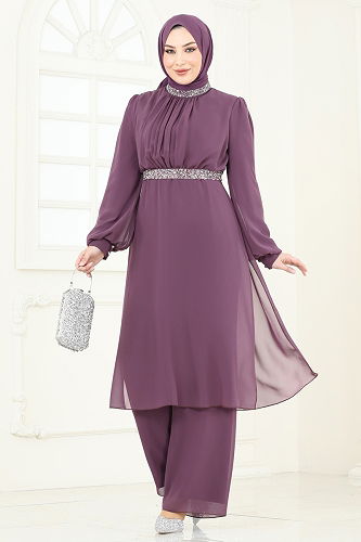 moda selvim طقم ليلكي غامق 4272AB368 - Thumbnail