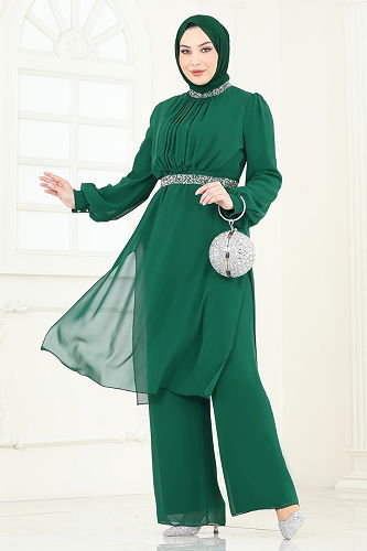 moda selvim طقم زيتي 4272AB368 - Thumbnail