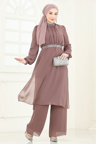 moda selvim طقم بيج وردي 4272AB368 - Thumbnail