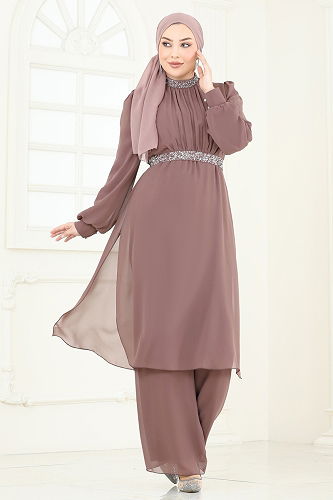 moda selvim طقم بيج وردي 4272AB368 - Thumbnail