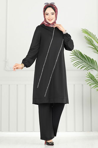 moda selvim طقم أسود 427DVL817 - Thumbnail