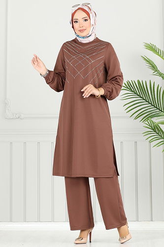 moda selvim طقم بني 429DVL817 - Thumbnail