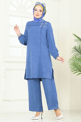 moda selvim طقم ازرق 437DVL817 - Thumbnail