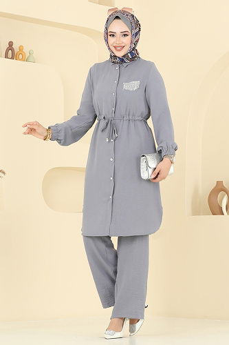 moda selvim طقم رمادي 438DVL817 - Thumbnail