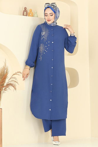 moda selvim طقم ازرق 440DVL817 - Thumbnail