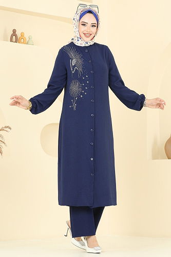 moda selvim طقم كحلي 440DVL817 - Thumbnail