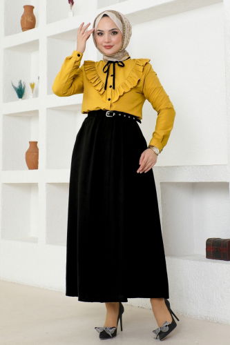 moda selvim Combined 4423AL357 Mustard & Black - Thumbnail