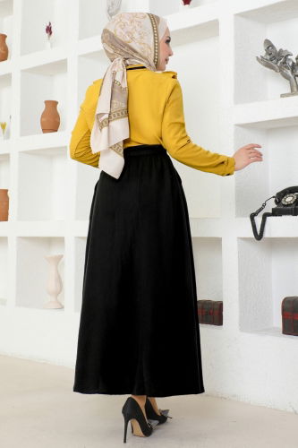 moda selvim Combined 4423AL357 Mustard & Black - Thumbnail