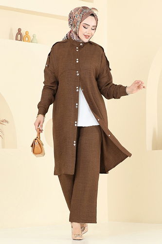 moda selvim طقم بني 442DVL817 - Thumbnail