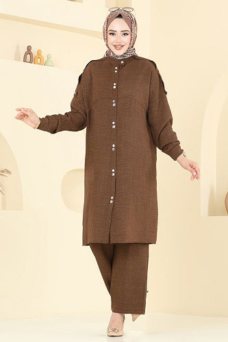 moda selvim طقم بني 442DVL817 - Thumbnail