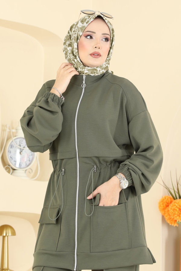 Modaselvim Hijab Combinations Combined 4459BRZ597 Almond Green