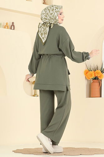 moda selvim طقم أخضر عشبي 4459BRZ597 - Thumbnail