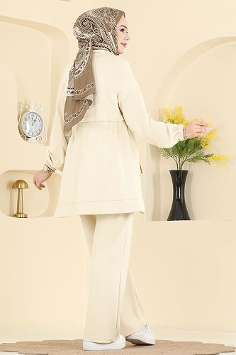 moda selvim طقم بيج 4459BRZ597 - Thumbnail