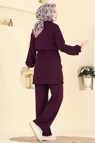 moda selvim طقم توتي غامق 4459BRZ597 - Thumbnail