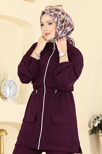 moda selvim طقم توتي غامق 4459BRZ597 - Thumbnail