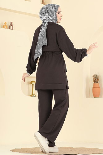 moda selvim طقم بني فاتح 4459BRZ597 - Thumbnail