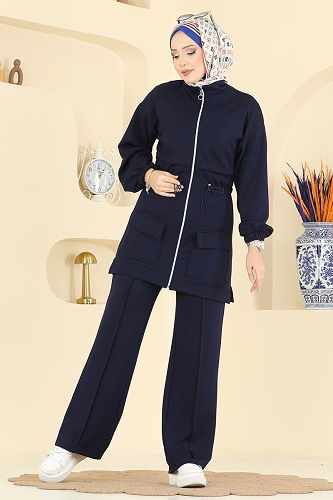 moda selvim طقم كحلي 4459BRZ597 - Thumbnail