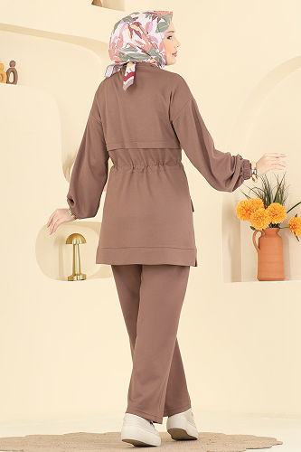 moda selvim طقم بيج وردي 4459BRZ597 - Thumbnail