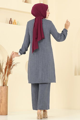 moda selvim طقم رمادي غامق 445DVL817 - Thumbnail