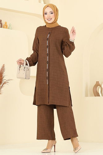 moda selvim طقم بني 445DVL817 - Thumbnail