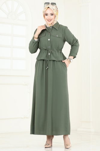 moda selvim طقم اخضر عفني 4465MSM187 - Thumbnail