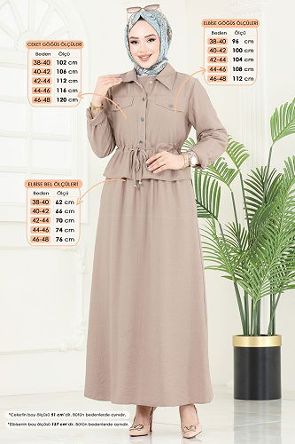 moda selvim طقم بيج 4465MSM187 - Thumbnail