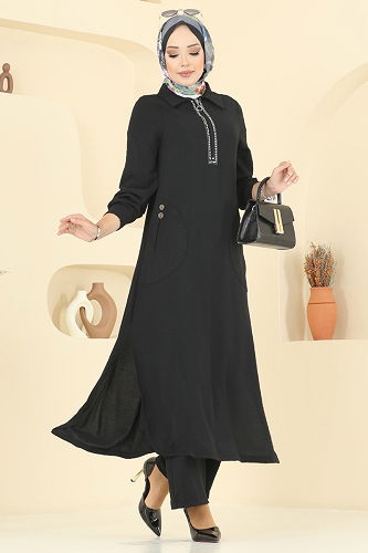 moda selvim طقم أسود 446DVL817 - Thumbnail