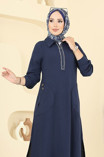 moda selvim طقم كحلي 446DVL817 - Thumbnail