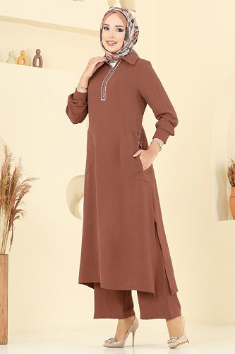 moda selvim طقم عسلي 446DVL817 - Thumbnail