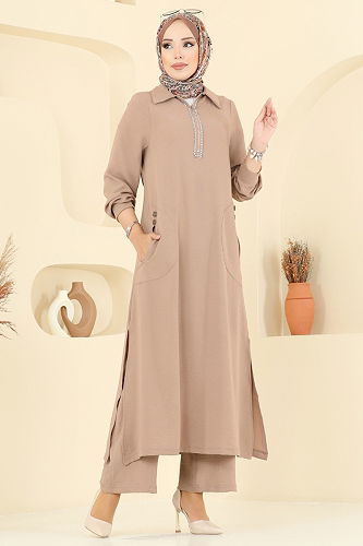 moda selvim طقم بيج 446DVL817 - Thumbnail