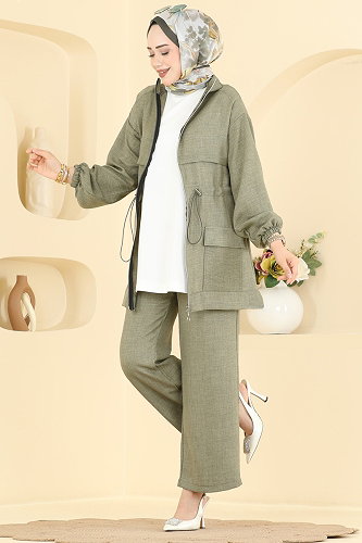 moda selvim طقم اخضر عفني 4471BRZ597 - Thumbnail