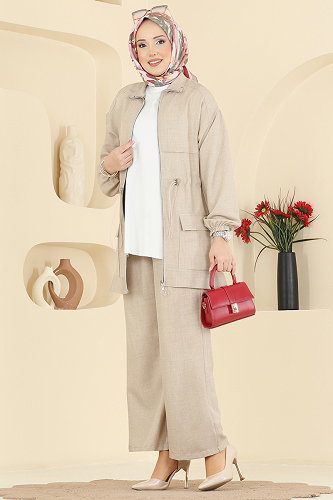 moda selvim طقم بيج 4471BRZ597 - Thumbnail