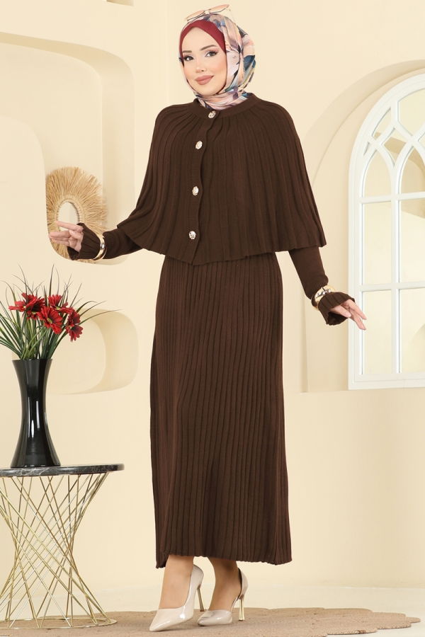 Modaselvim Hijab Combinations Combined 4478BRZ597 Brown