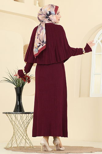 moda selvim طقم خمري 4478BRZ597 - Thumbnail