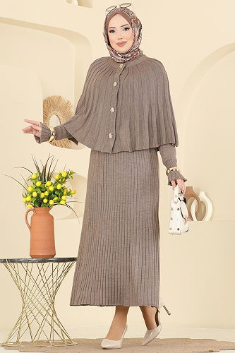 moda selvim طقم بيج غامق 4478BRZ597 - Thumbnail