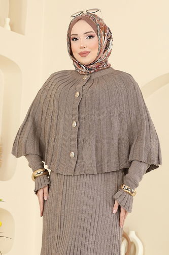 moda selvim طقم بيج غامق 4478BRZ597 - Thumbnail