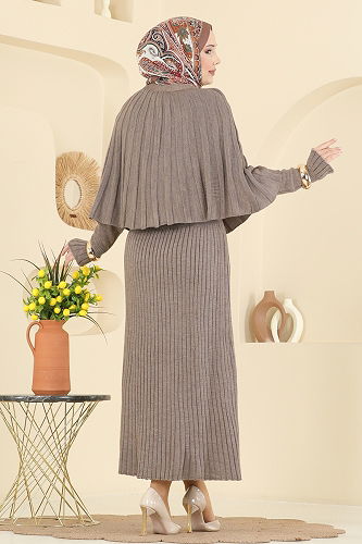 moda selvim طقم بيج غامق 4478BRZ597 - Thumbnail