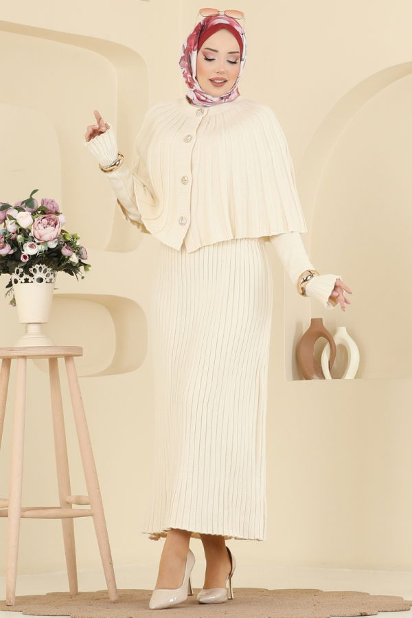 Modaselvim Hijab Combinations Combined 4478BRZ597 Stone