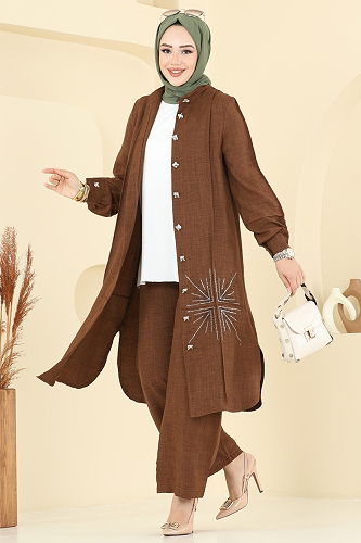 moda selvim طقم بني 447DVL817 - Thumbnail